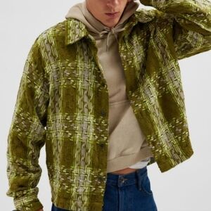 Urban Outfitters Woven Textured Green Shirt Jacket Oversized Size Large Unisex